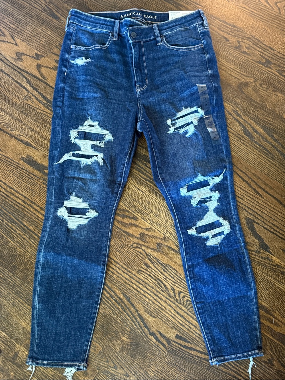 American Eagle Outfitters Distressed Dark Blue Skinny Jeans